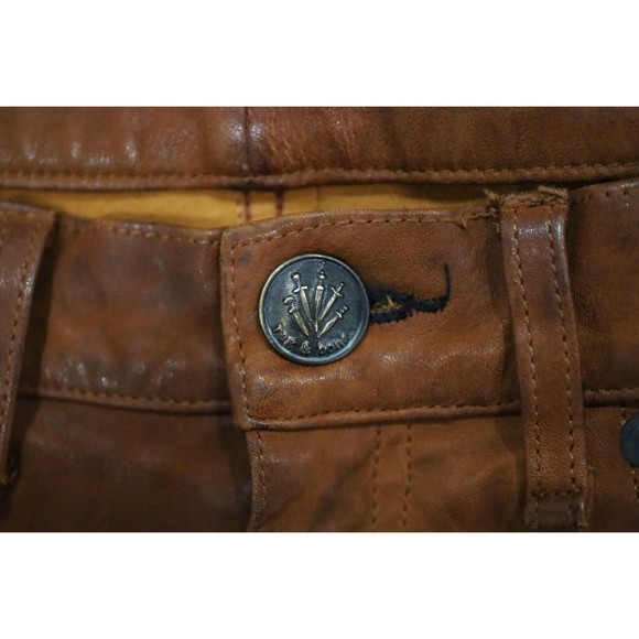 Rag & Bone Womens Sz 30 Hana Lamb Leather Pants Brown Highrise Crop Wide Leg - Picture 5 of 11